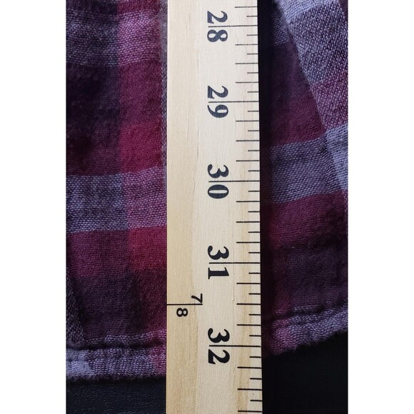 American Rag Shirt Womens Red Gray Plaid Button M Peplum Casual Back To School - Picture 10 of 11